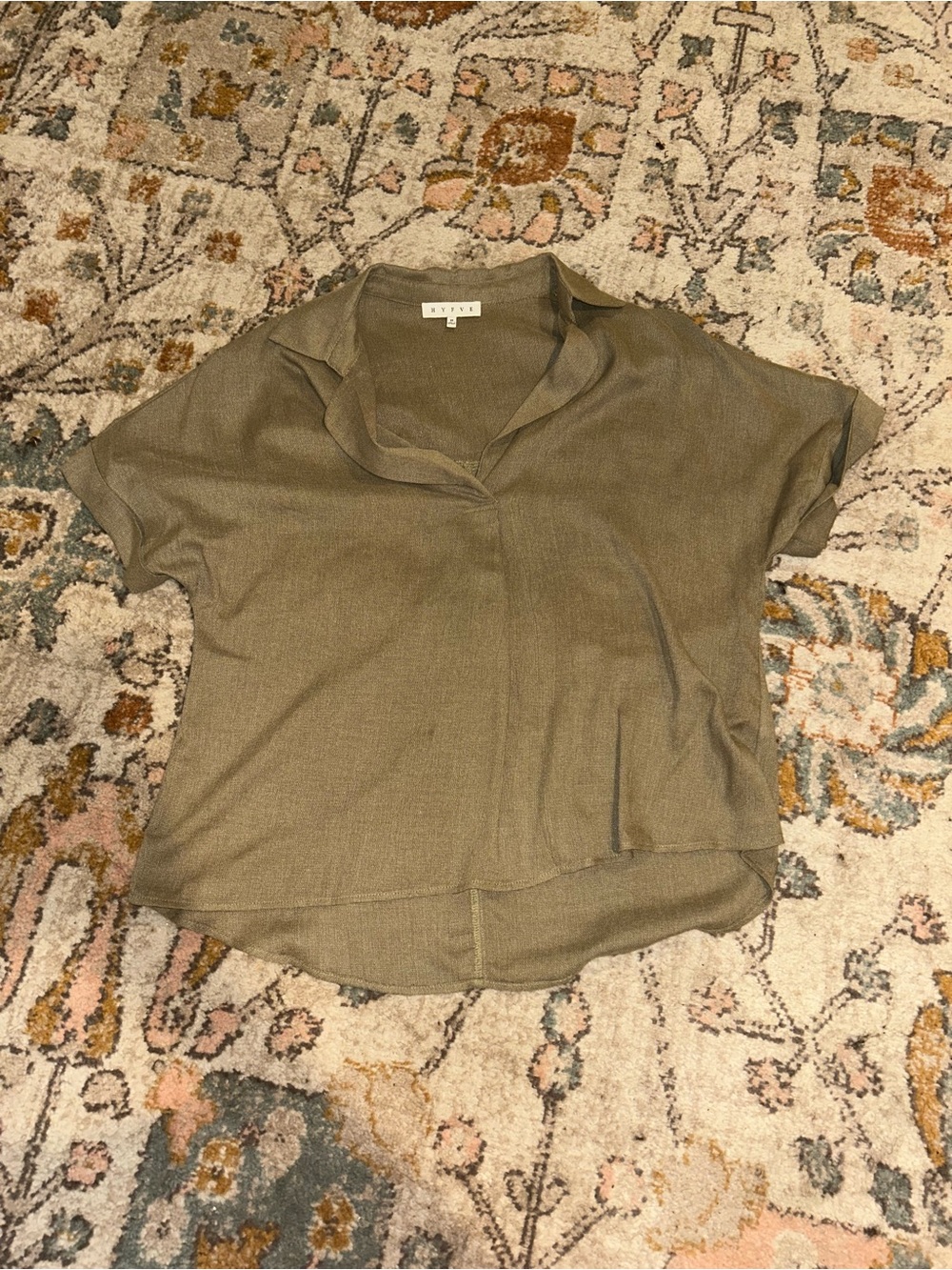 Olive Green  Collard Blouse-HYFVE Size Medium